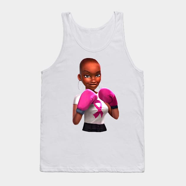 Black Girl Pink Warrior Breast Cancer Awareness Boxing Gift Tank Top by Fowlerbg